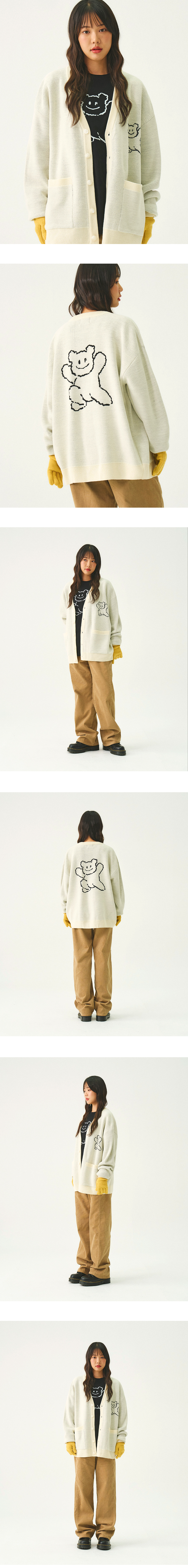 【GRAVER】Small Bear Embroidery Smile Knit Cardigan MUSINSA | GRAVER [UNISEX] Big Line Bear Smile Knit