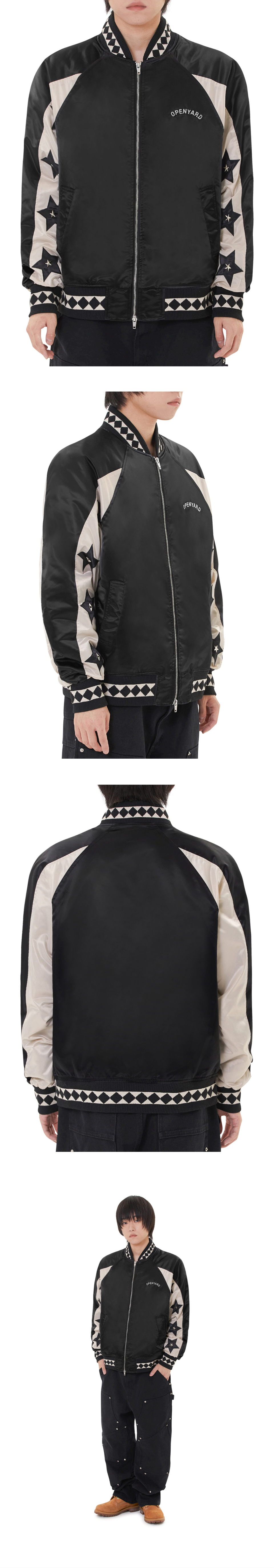 ★OY★STAR LEATHER PATCH STUD JACKET - NAVY★正規品/直送料込 MUSINSA公式 | OY STAR LEATHER PATCH STUD JACKET - BLACK