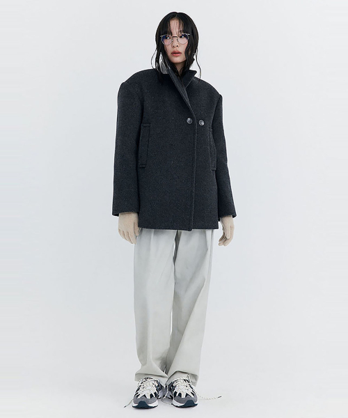 Wool Half Coat_Charcoal (шерсть половинка пальто_угольно-серый)