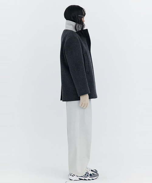 Wool Half Coat_Charcoal (шерсть половинка пальто_угольно-серый)