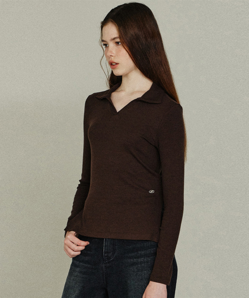 Wool Slim Collar топ BR