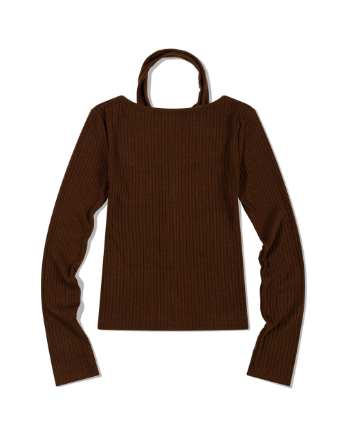 Кардиган в рубчик с завязками (BROWN)