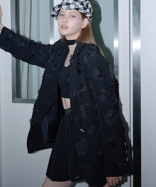 Оверсайз-жакет Romantic Volume Flower, Black