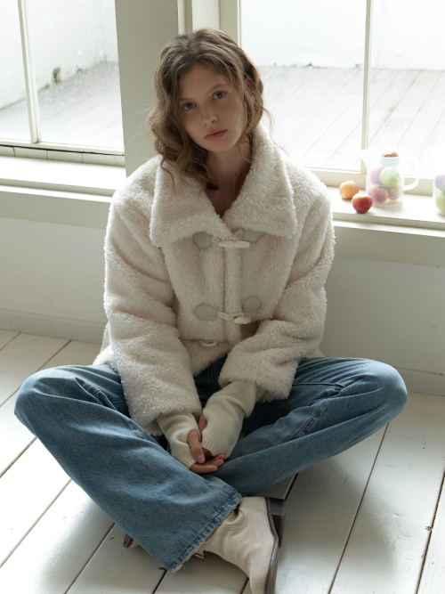 Duffle fur half coat (cream)