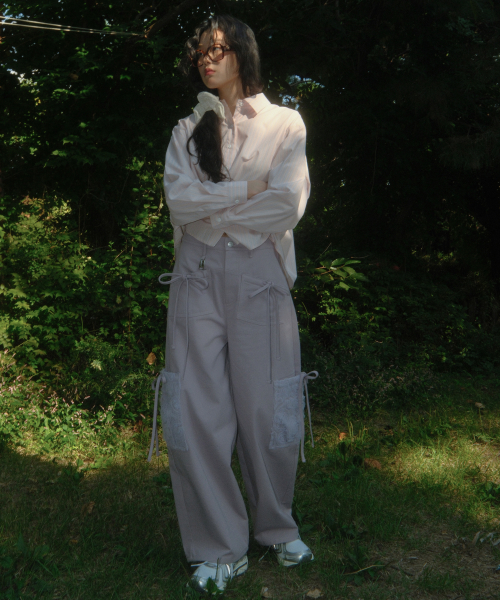 Ribbon Cotton Pants (Purple)