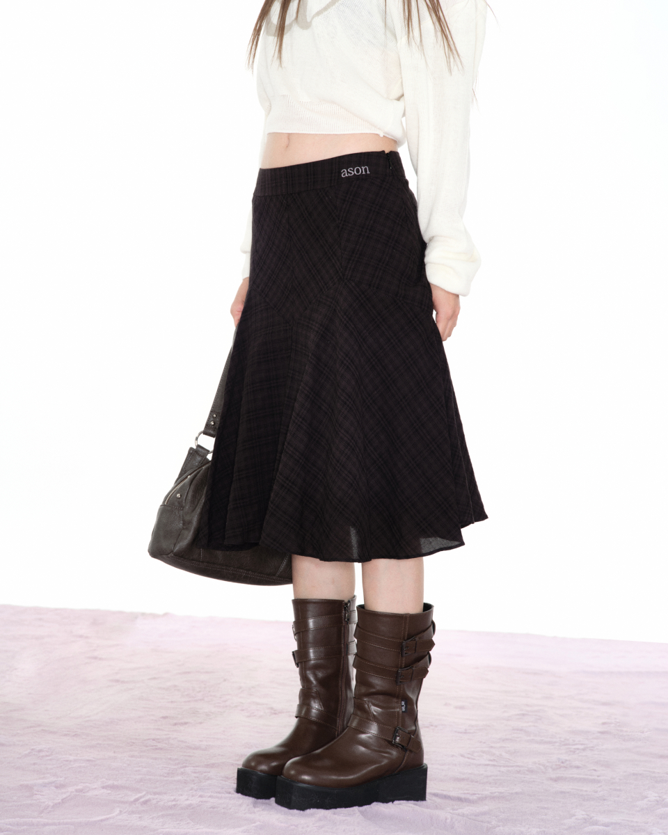 ★as''on★LONDON CHECK MIDI SKIRT / BLACK★正規品/韓国送料込 MUSINSA公式 | ASON LONDON CHECK MIDI SKIRT / BLACK