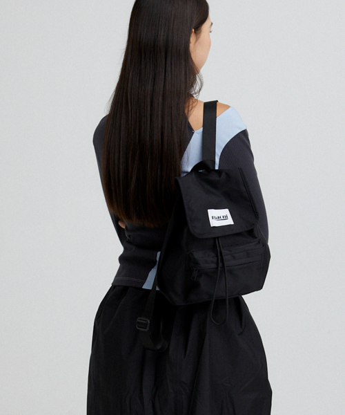 FLAP STRING MINI BACKPACK BLACK