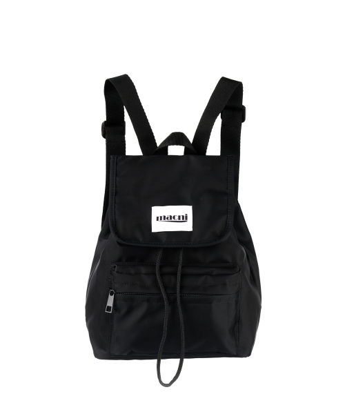FLAP STRING MINI BACKPACK BLACK
