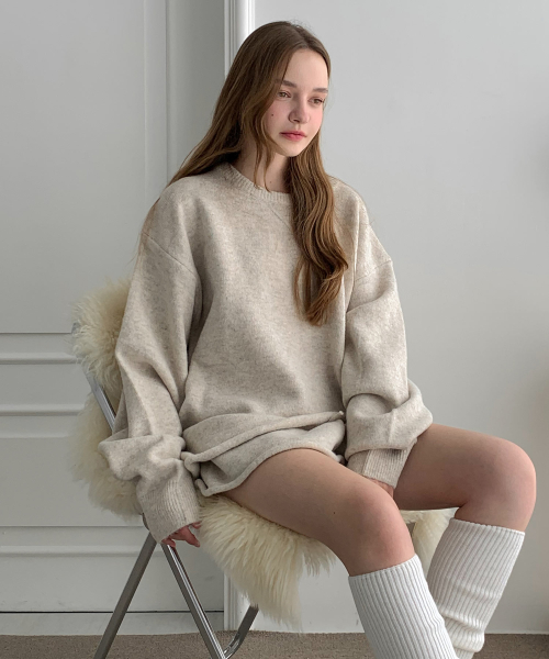 [SET] Knit Sweatshirt+Half Pants Set-up (2 colors)