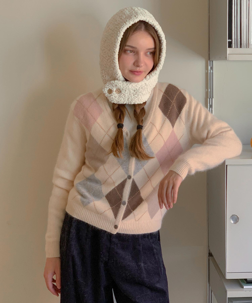 Argyle V-neck Wool Knit (2colors)