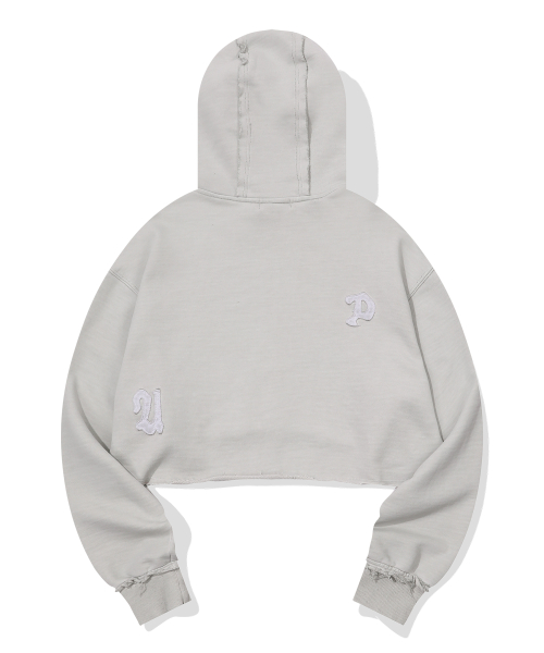 LUNA DYING APPLIQUE CROP HOODIE_MINT KHAKI
