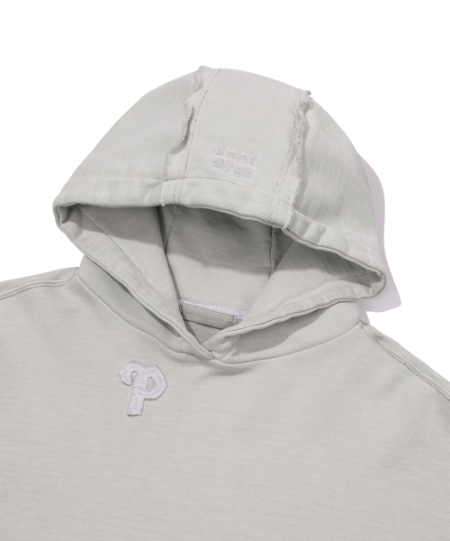 LUNA DYING APPLIQUE CROP HOODIE_MINT KHAKI
