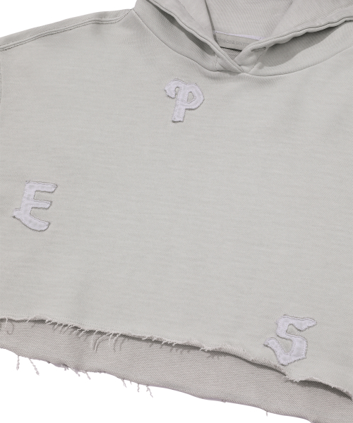 LUNA DYING APPLIQUE CROP HOODIE_MINT KHAKI