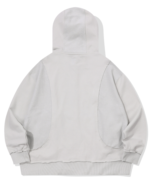 IN& PATCHWORK ZIP-UP HOODIE_ ICE GREY