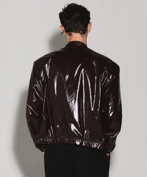 SUNDANCE GLOSSY MOTERCYCLE JACKET BROWN