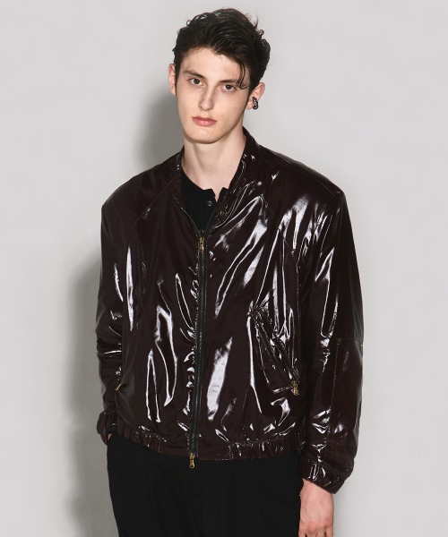 SUNDANCE GLOSSY MOTERCYCLE JACKET BROWN
