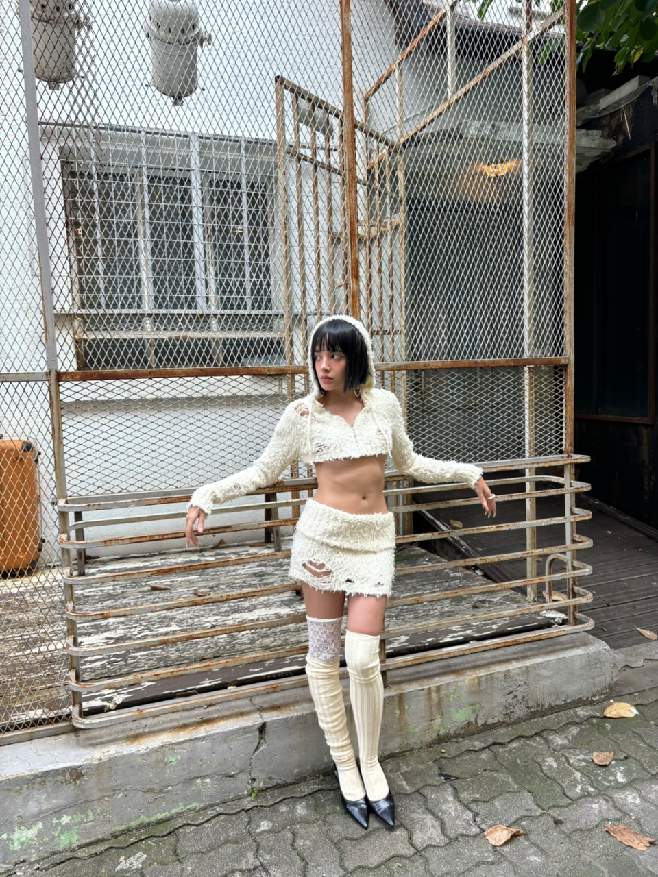 MUSINSA公式 | BNFROM From knit skirt (Ivory)