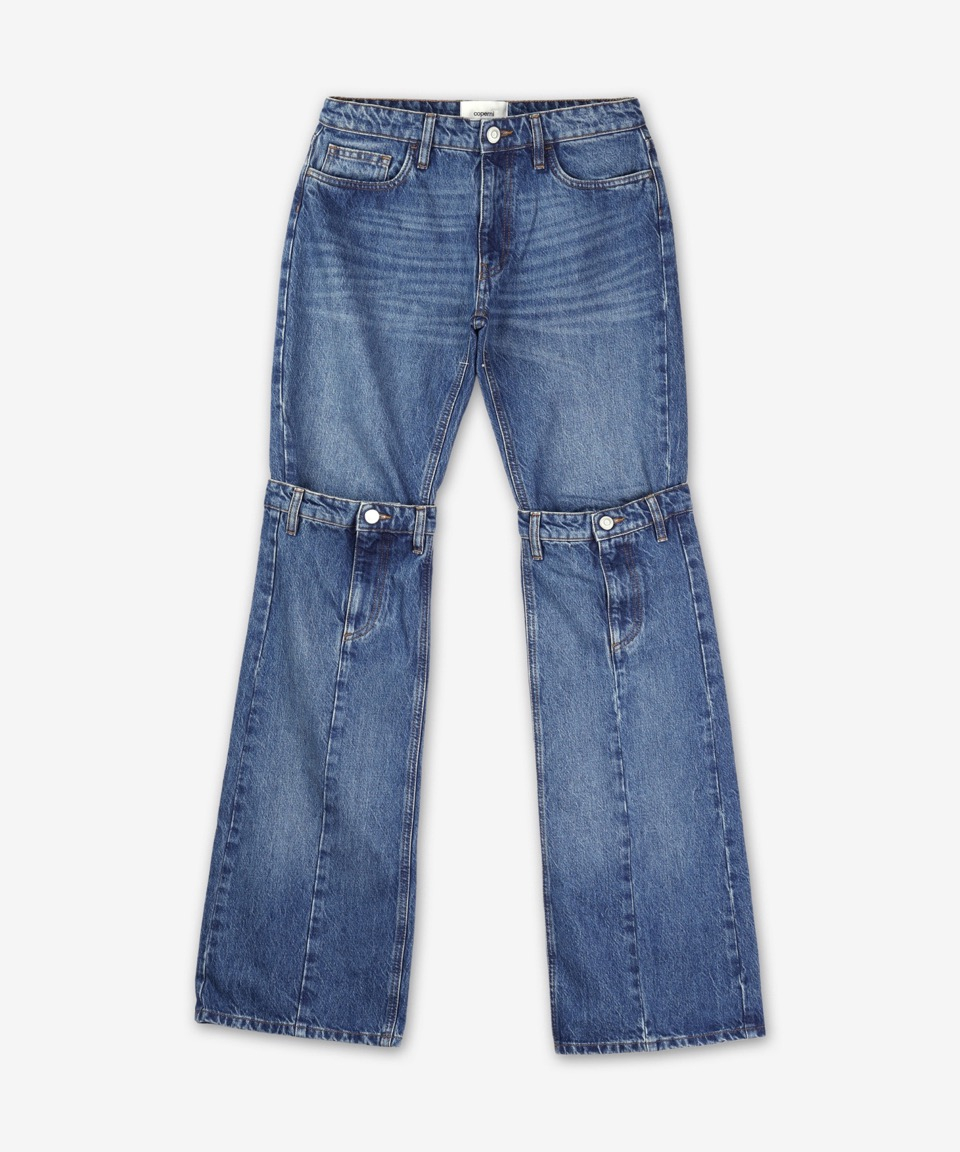 MUSINSA公式 | COPERNI Open Knee Denim Pants - Blue