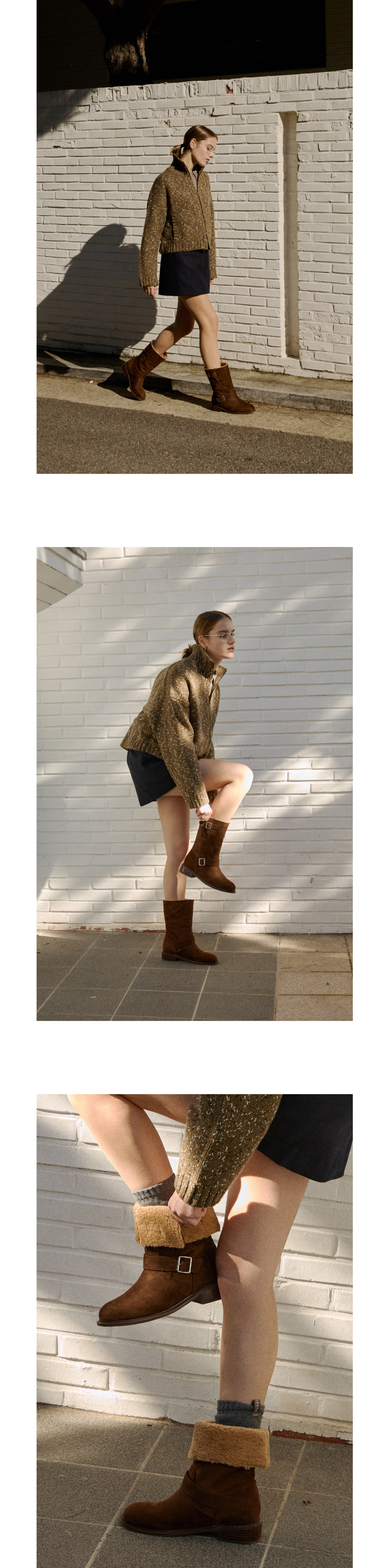 ロングブーツ KOMOREBI MUSEUM Cup sole suede lamb shearling buckle long bo MUSINSA | KOMOREBI MUSEUM Lamb Shearling Long Boots_Natural
