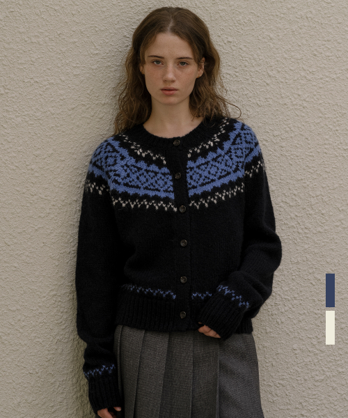 Snowflake jacquard cardigan_[2color]