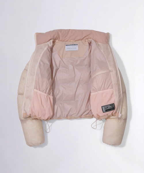 104 Sheer Cropped Puffer Down Peach Pink