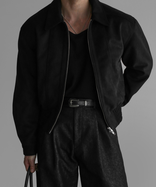 CROP SUEDE JACKET [BLACK]
