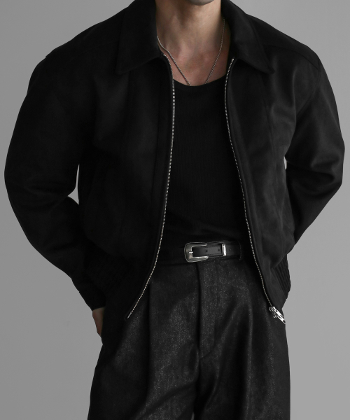 CROP SUEDE JACKET [BLACK]