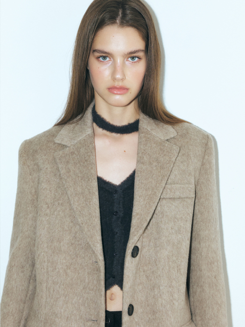 Alpaca Wool Winter Jacket, Mocha Brown