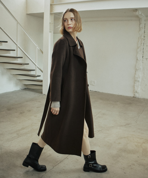 WAVE HANDMADE COAT_BROWN