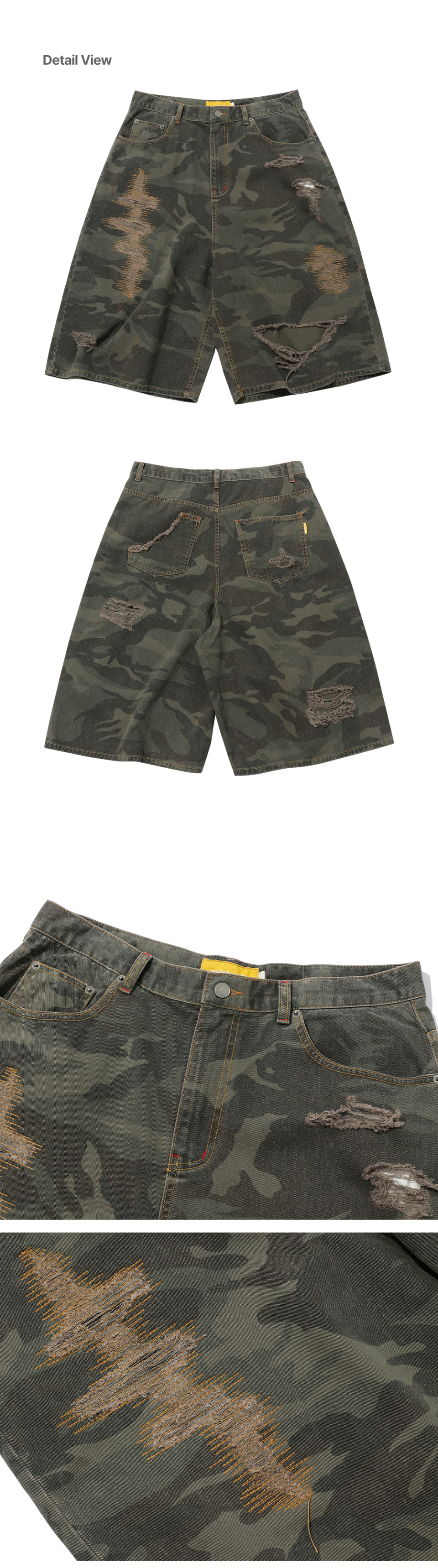 MUSINSA公式 | MAINBOOTH Destroyed Camo Shorts(VINTAGE KHAKI)