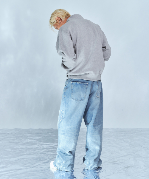 STROKE B WASHED WIDE DENIM брюки [LIGHT BLUE]