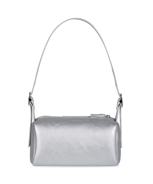 Square Leather Belt Shoulder Bag - Silver