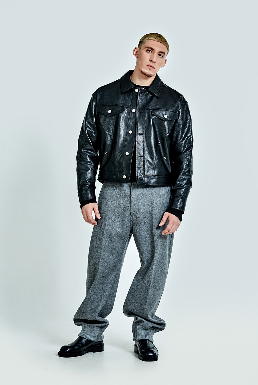 MUSINSA | 51PERCENT Tunnel Lining leather Jacket - Black