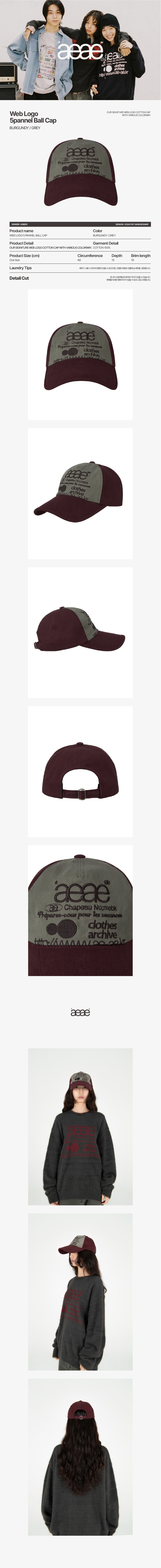 ★AEAE★ WEB LOGO 5 PANNEL BALL CAP BURGUNDYGREY AE44FUCA006 MUSINSA | AEAE WEB LOGO 5 PANNEL BALL CAP [BURGUNDY/GREY]