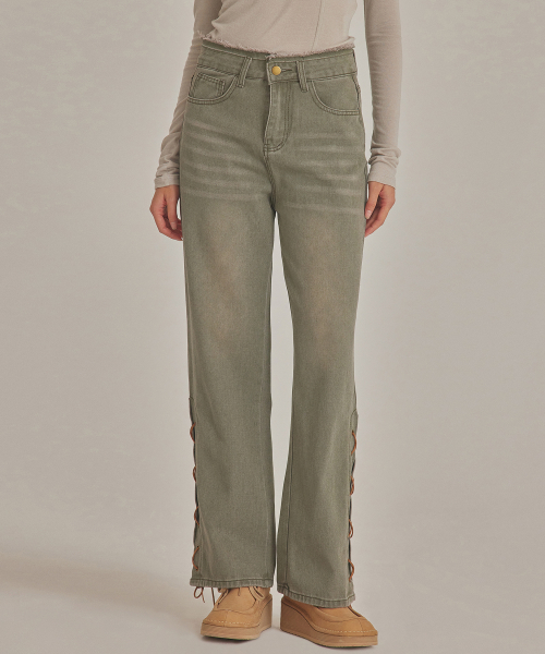 LACE UP STRAIGHT LEG JEANS_T423DE403