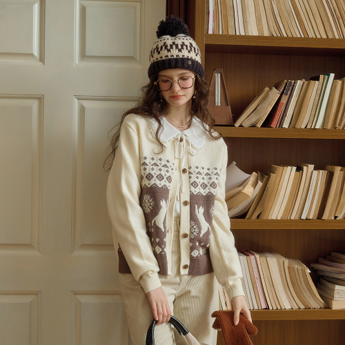 SR_Loose jacquard вязаная cardigan