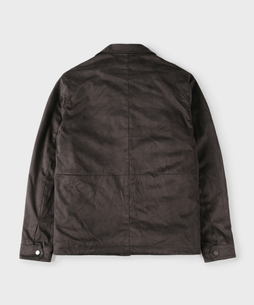 Замшевая куртка-тракер из PU в цвете dark brown