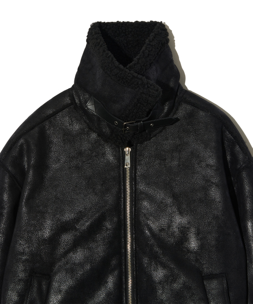 CRACK LEATHER FLEECE MUSTANG (чёрный)