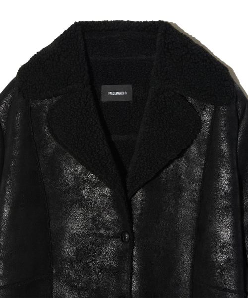 CRACK FAUX LEATHER SHEARING MUSTANG COAT (чёрный)