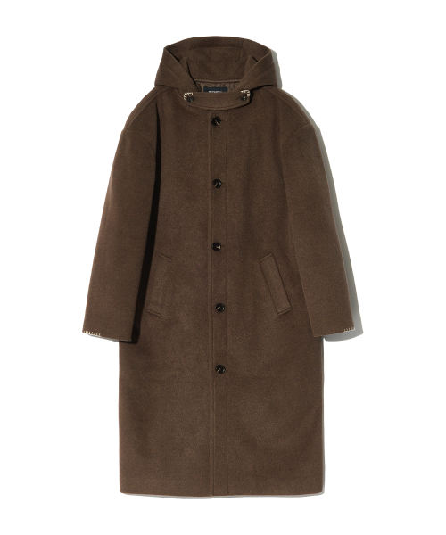 HAND STITCH худи MAXI шерсть COAT (BROWN)