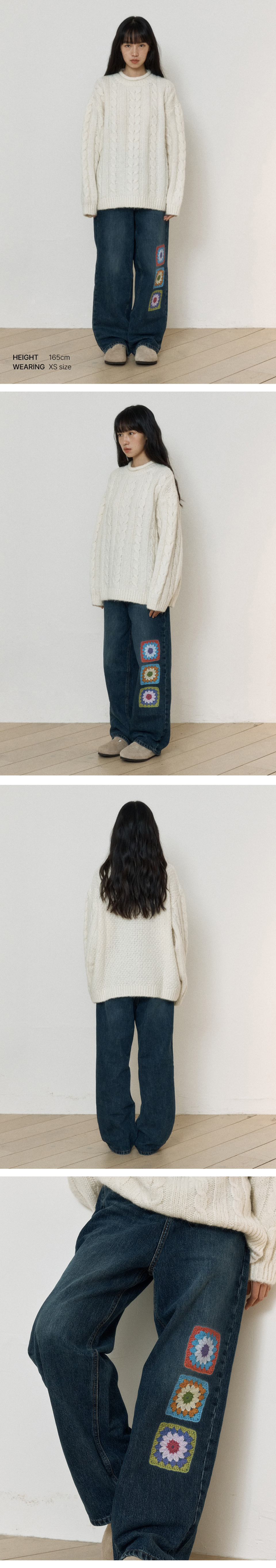 rocci rocci×GRAFIKUS★コラボ★Crochet Jeans [MIDDLE BLUE] rocci rocci×GRAFIKUS☆コラボ☆Crochet Jeans [MIDDLE BLUE
