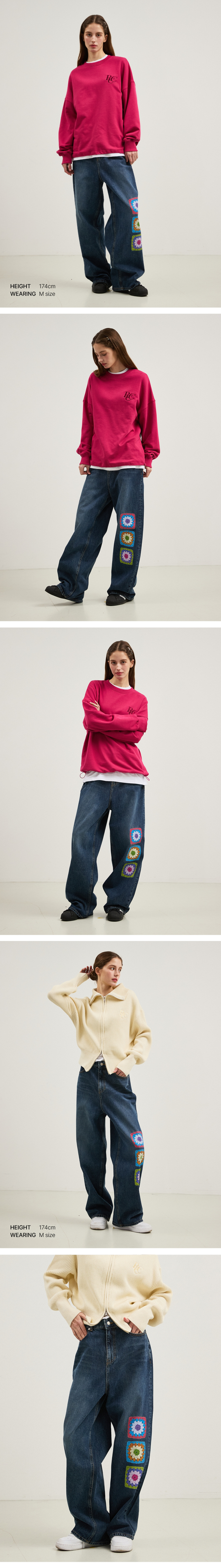 rocci rocci×GRAFIKUS★コラボ★Crochet Jeans [MIDDLE BLUE] Crochet Denim Jeans [MIDDLE BLUE] - roccirocci | 60% - Asian