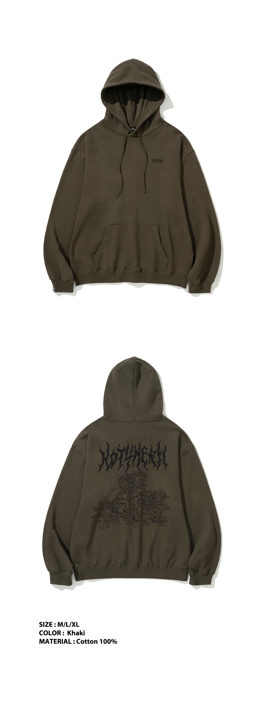 【NOT4NERD】Athena Pullover Hood ★韓国人気★ 追跡付 낫포너드(NOT4NERD) Athena Pullover Hood - Khaki - 사이즈