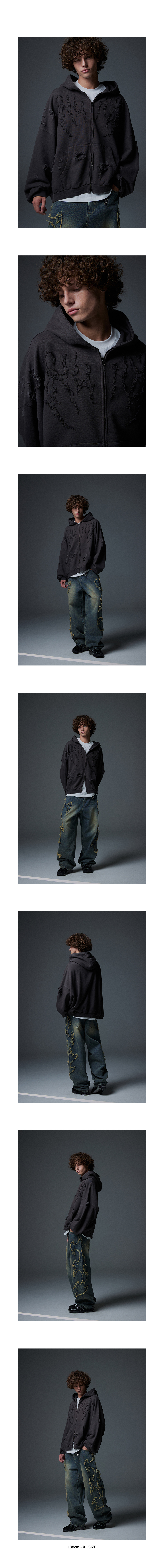 【NOT4NERD】Destroyed N4ND Thunder Logo Pigment Hood Zip up DESTROYED N4ND THUNDER LOGO PIGMENT HOOD ZIP UP – ALAND USA