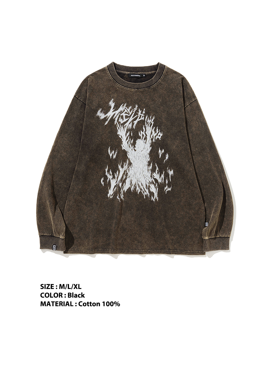 [NOT4NERD] Burn In Hell Long Sleeve ☆送料込☆ 낫포너드(NOT4NERD) Burn In Hell Long Sleeve - Black - 사이즈