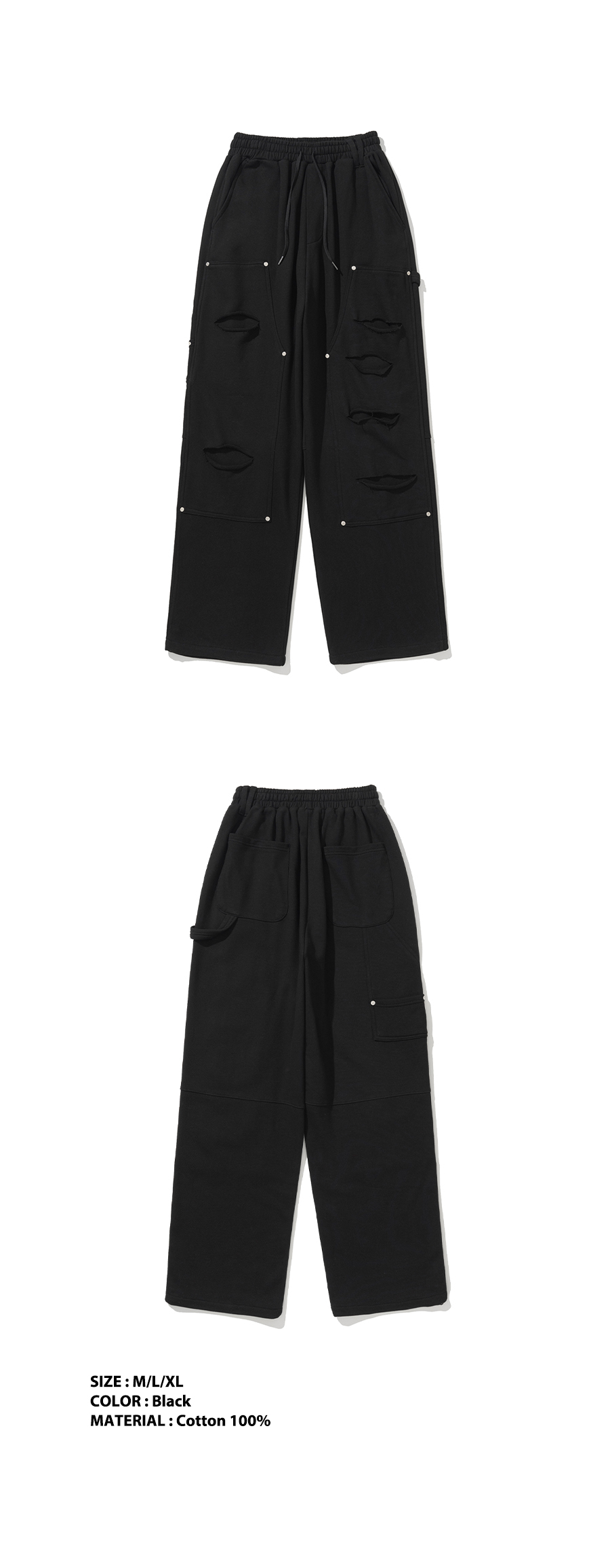 MUSINSA | NOT4NERD Destoryed Double Knee Carpenter Sweat