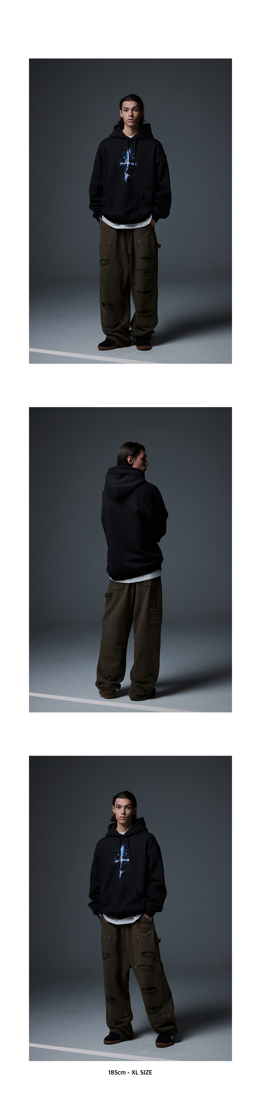 MUSINSA | NOT4NERD Destoryed Double Knee Carpenter Sweat