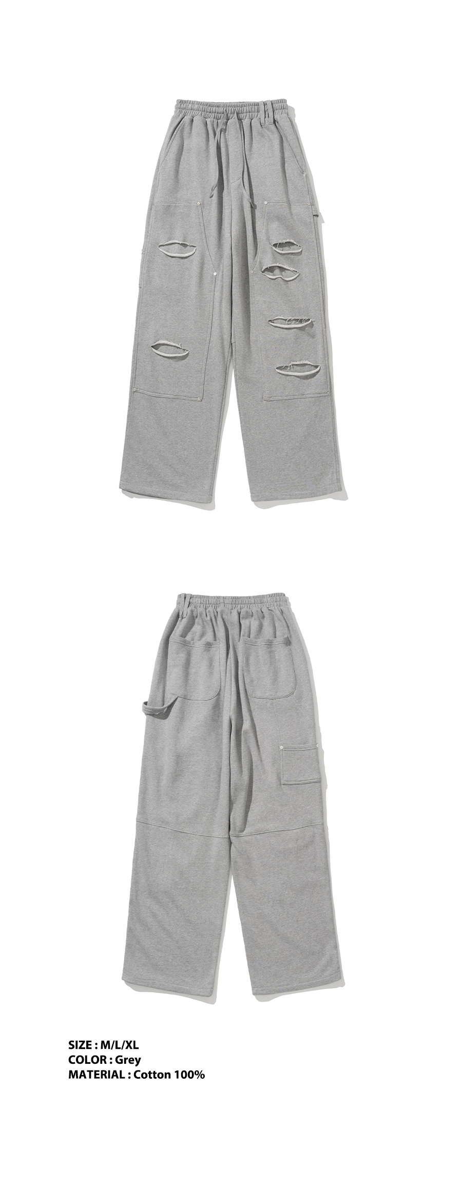 MUSINSA | NOT4NERD Destoryed Double Knee Carpenter Sweat