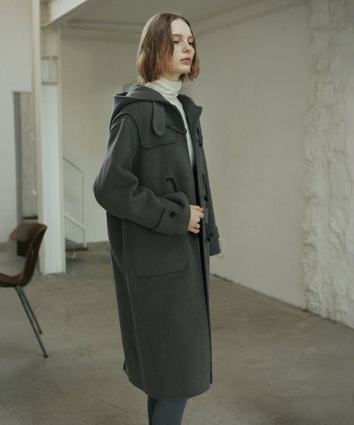 BOUCLE DUFFLE COAT_KHAKI