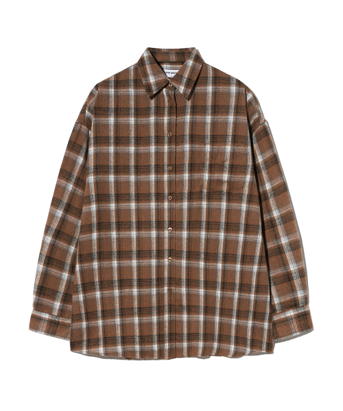 Свободная фланелевая рубашка в клетку 85-VIVA068 House Forest Brown